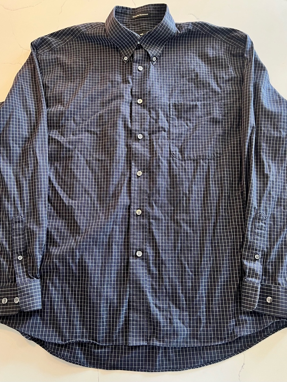 Eddie Bauer Navy Windowpane Button-Down Shirt